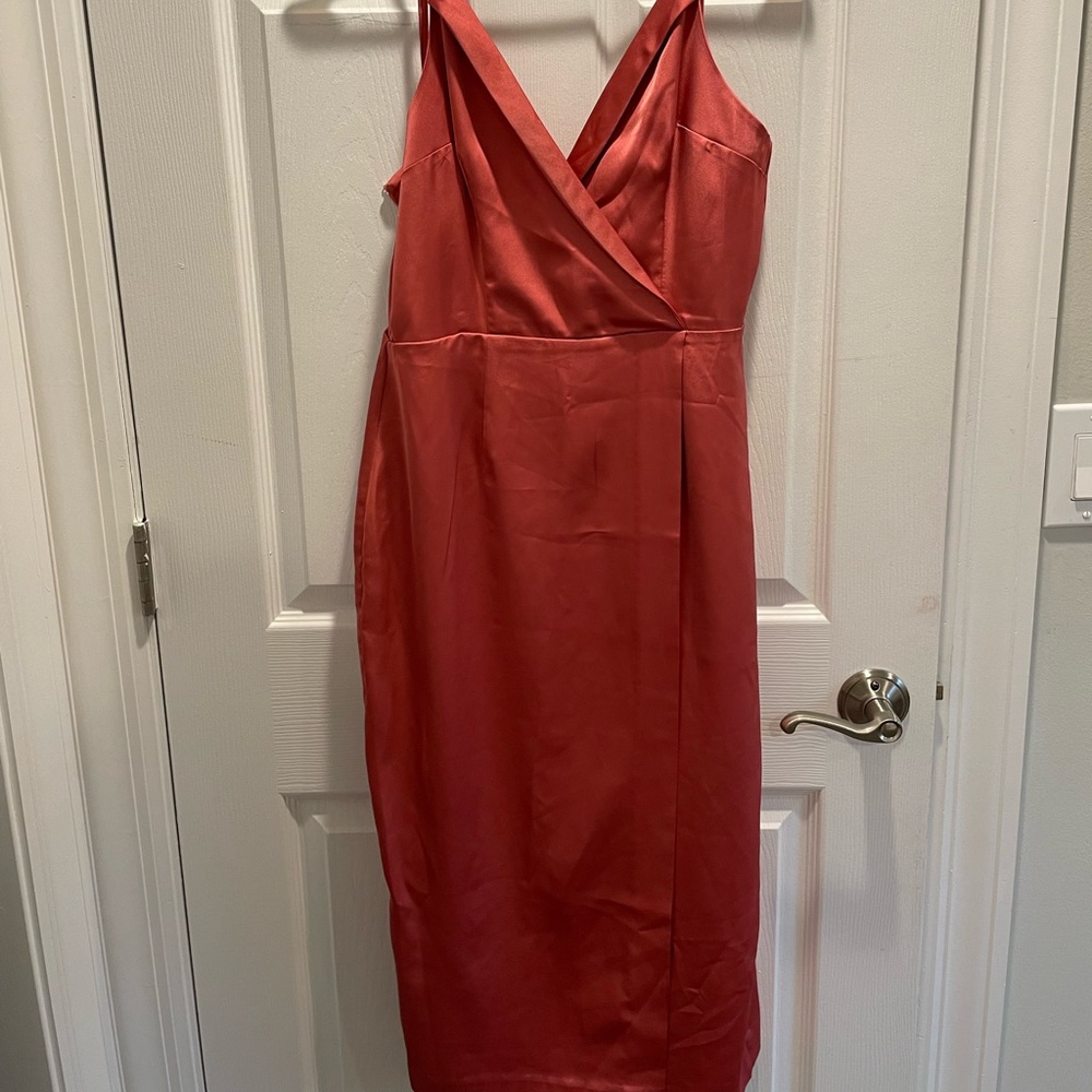 Spaghetti strapped pink slip dress